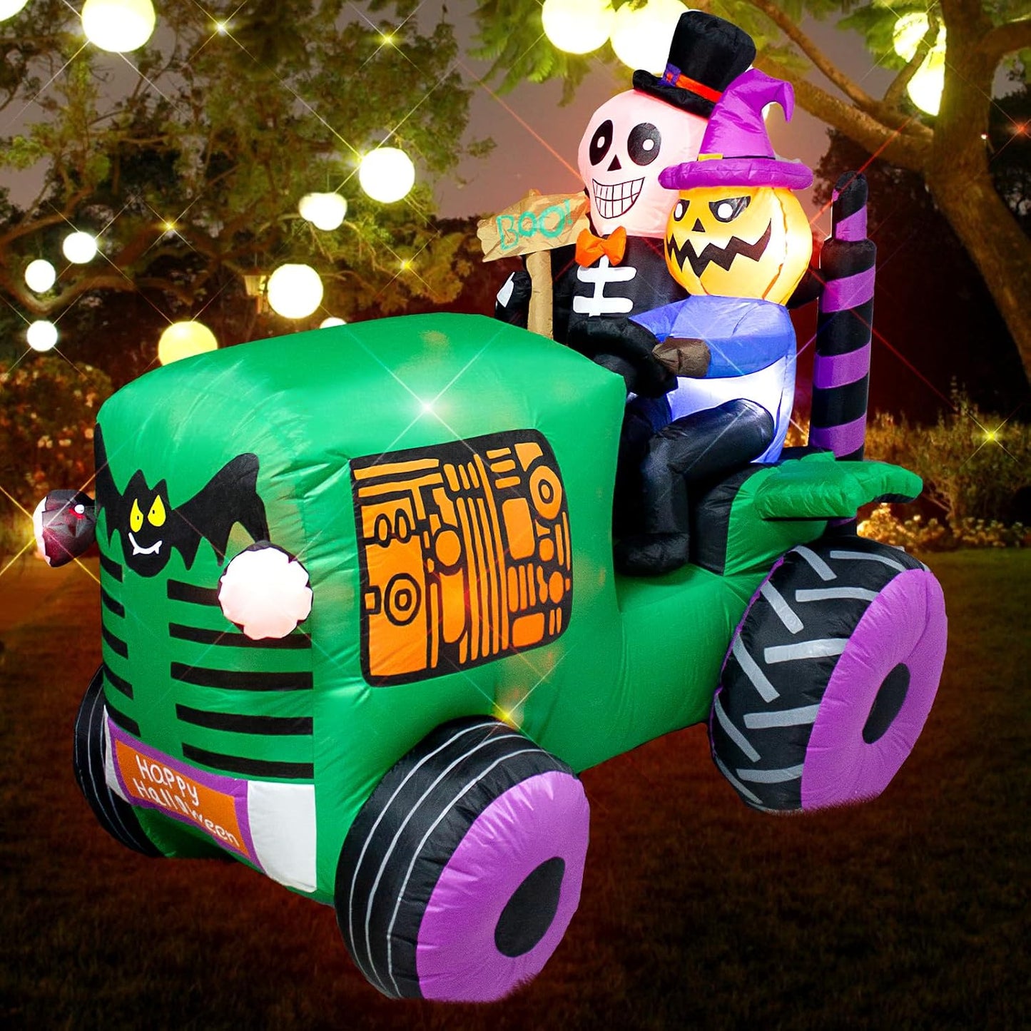 Decoración inflable tractor fantasma con luz LED para