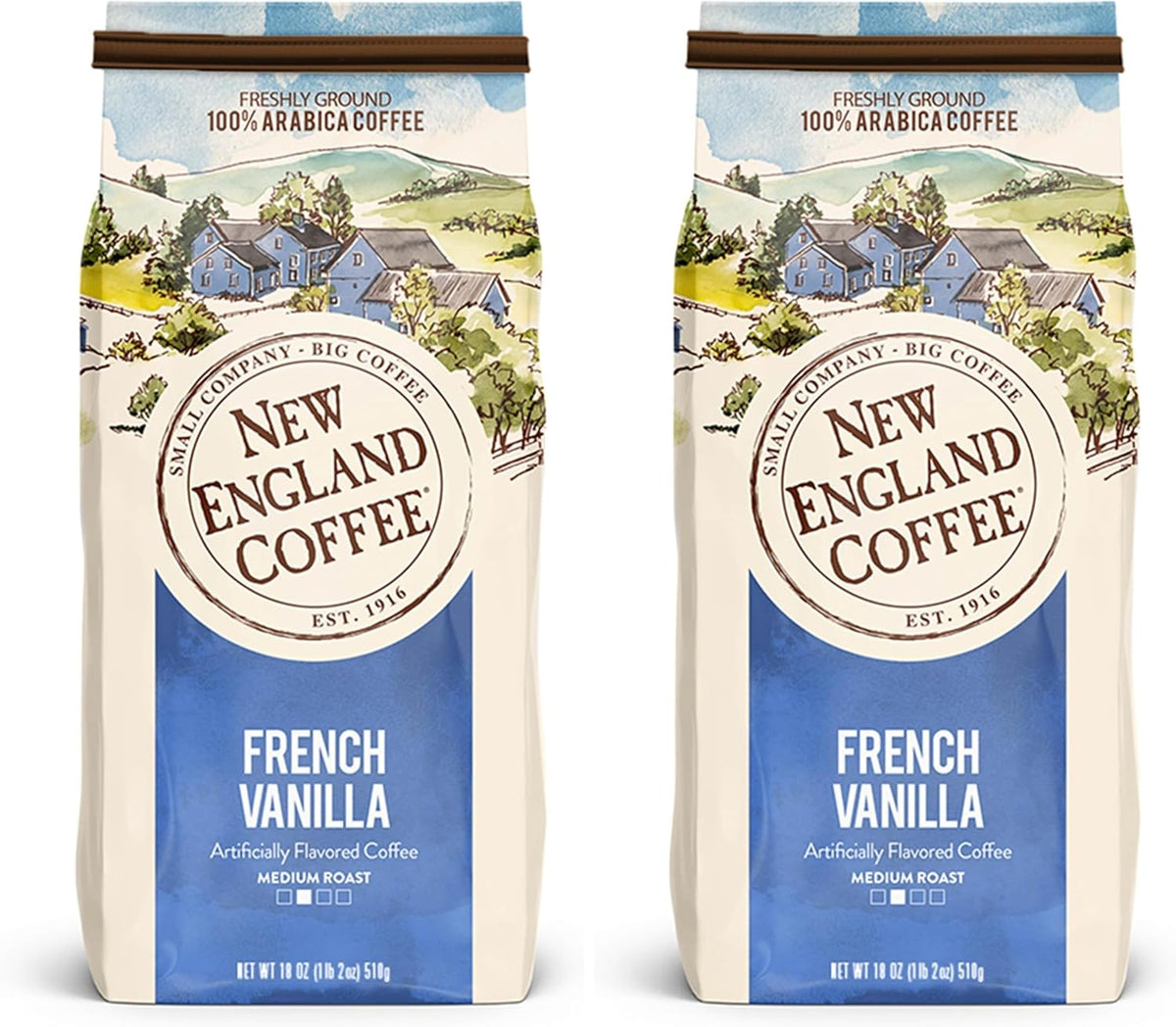 Café molido de tostado medio vainilla francesa New England Coffee 18 oz paquete de 2