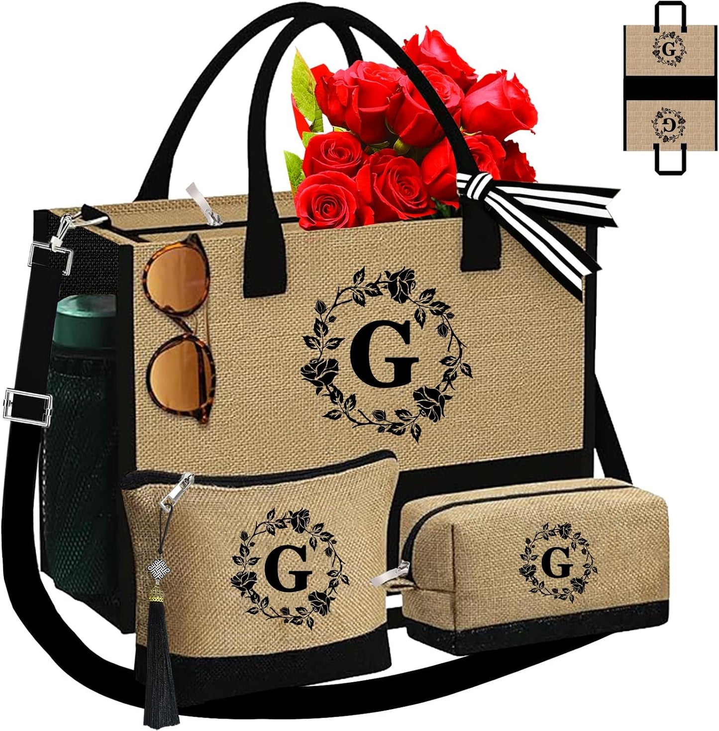 Bolsas yute personalizadas con iniciales para mujer