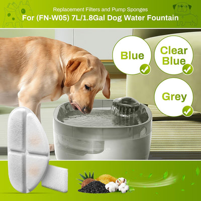 6 Filtros y Esponjas Bomba Dispensador Agua Perro 7L 4 Capas