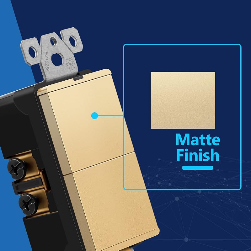 Interruptor doble iluminado acabado mate 15 A 120-277 V UL