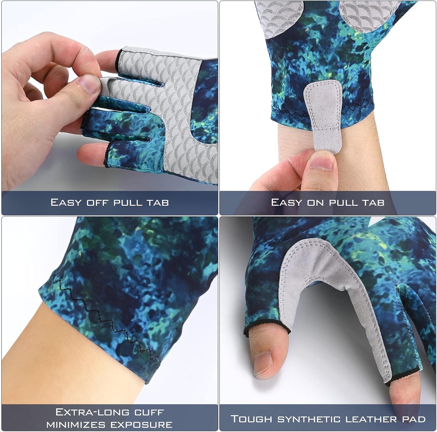 Guantes sol UPF50 sin dedos para pesca y exteriores