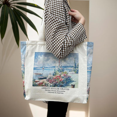 Bolsa tote lona vintage con bolsillo interior