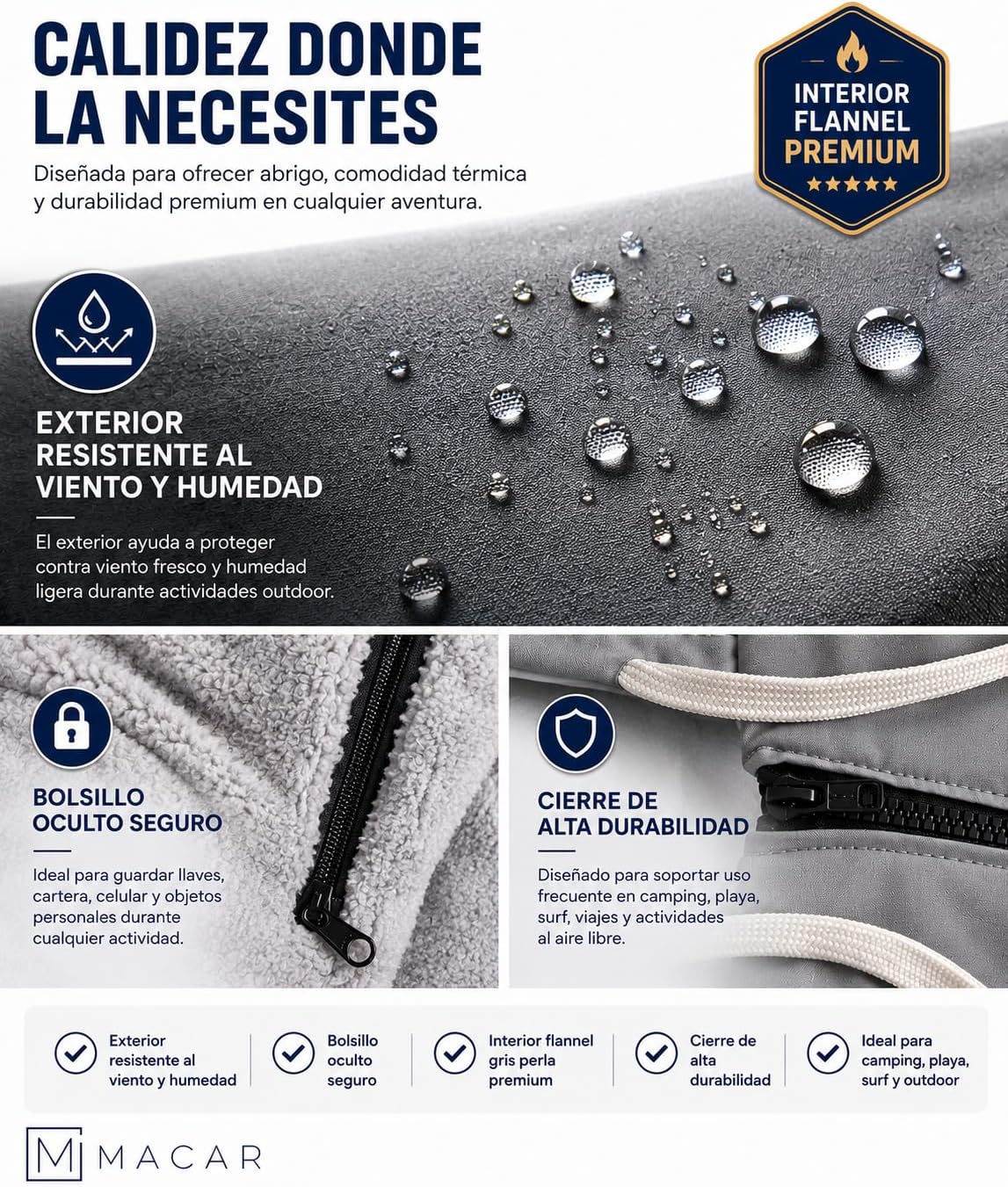 Parka natación impermeable forro polar piscina aire libre