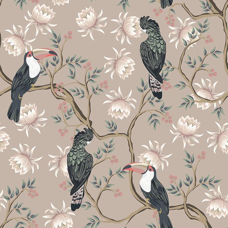 Papel tapiz vintage floral rosa polvoriento 17.7x354"