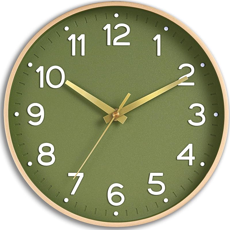 Reloj pared 14pulg silencioso sin tictac dorado