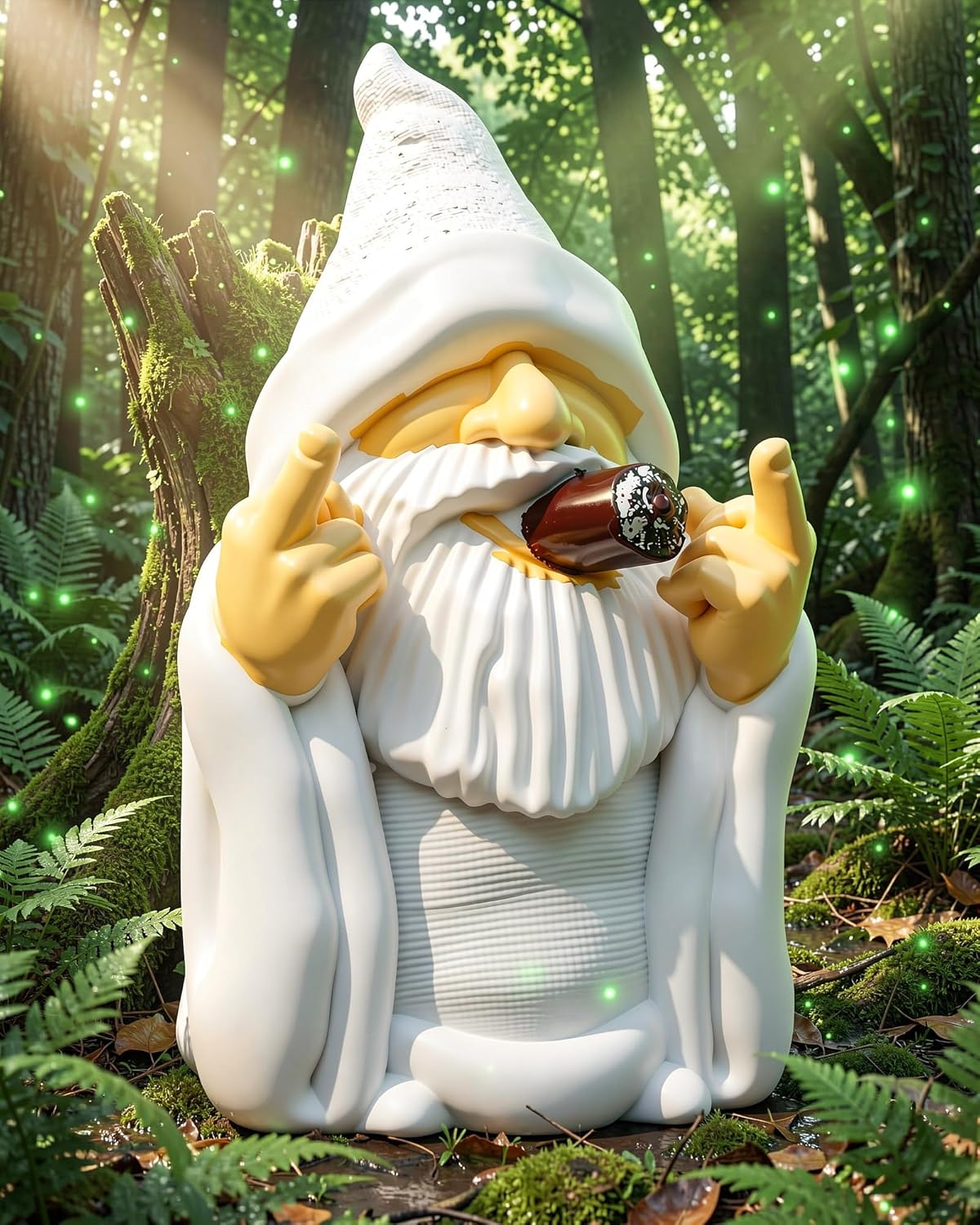 Estatua dedo medio enano mago fumador 5.9pulg jardín