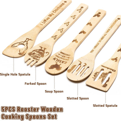 Set 5 Utensilios Antiadherentes Bambú Quemadas Espátula