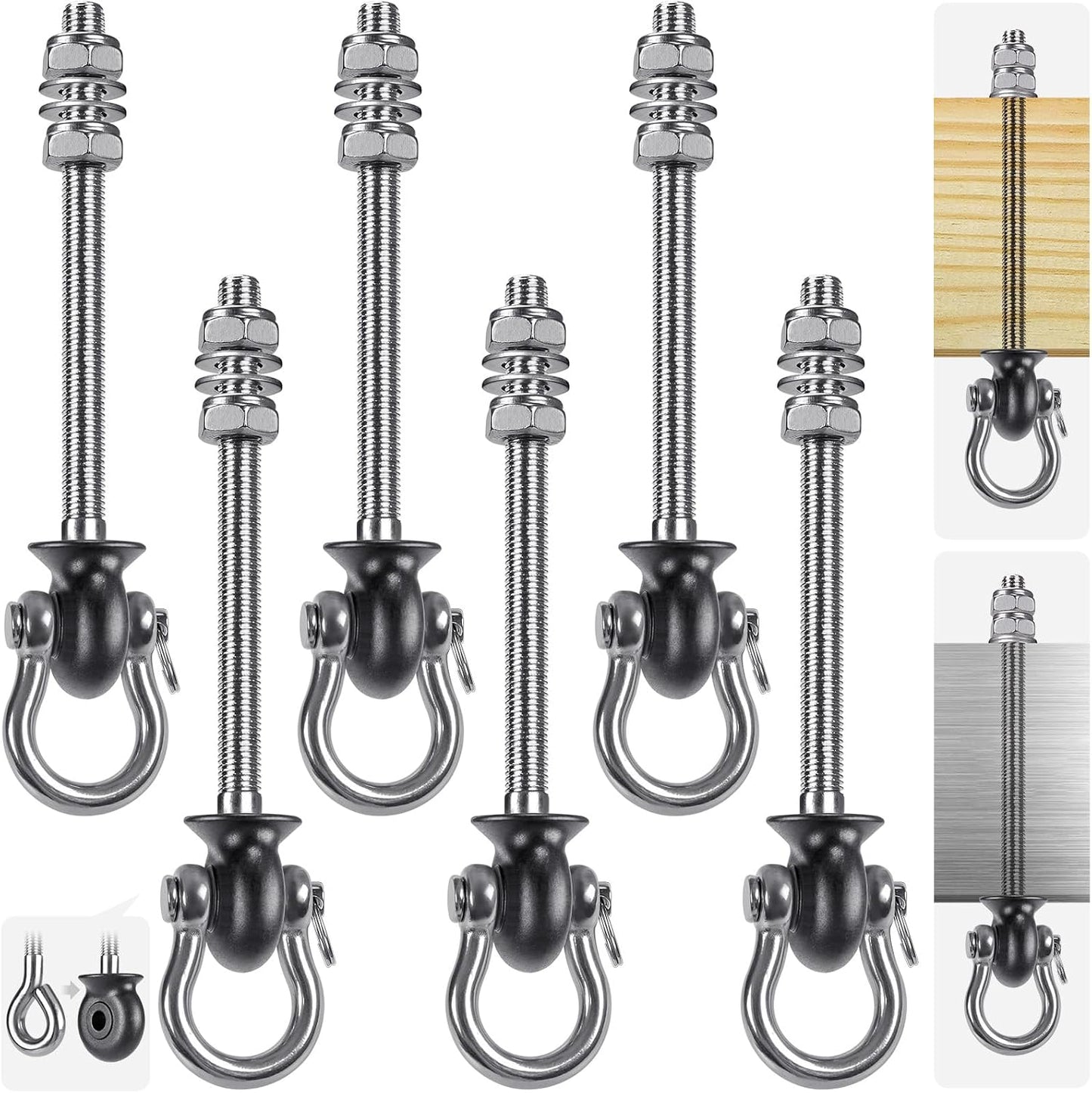 6 Pzas Perchas Acero Inox 304 para Parque Infantil 7.67"