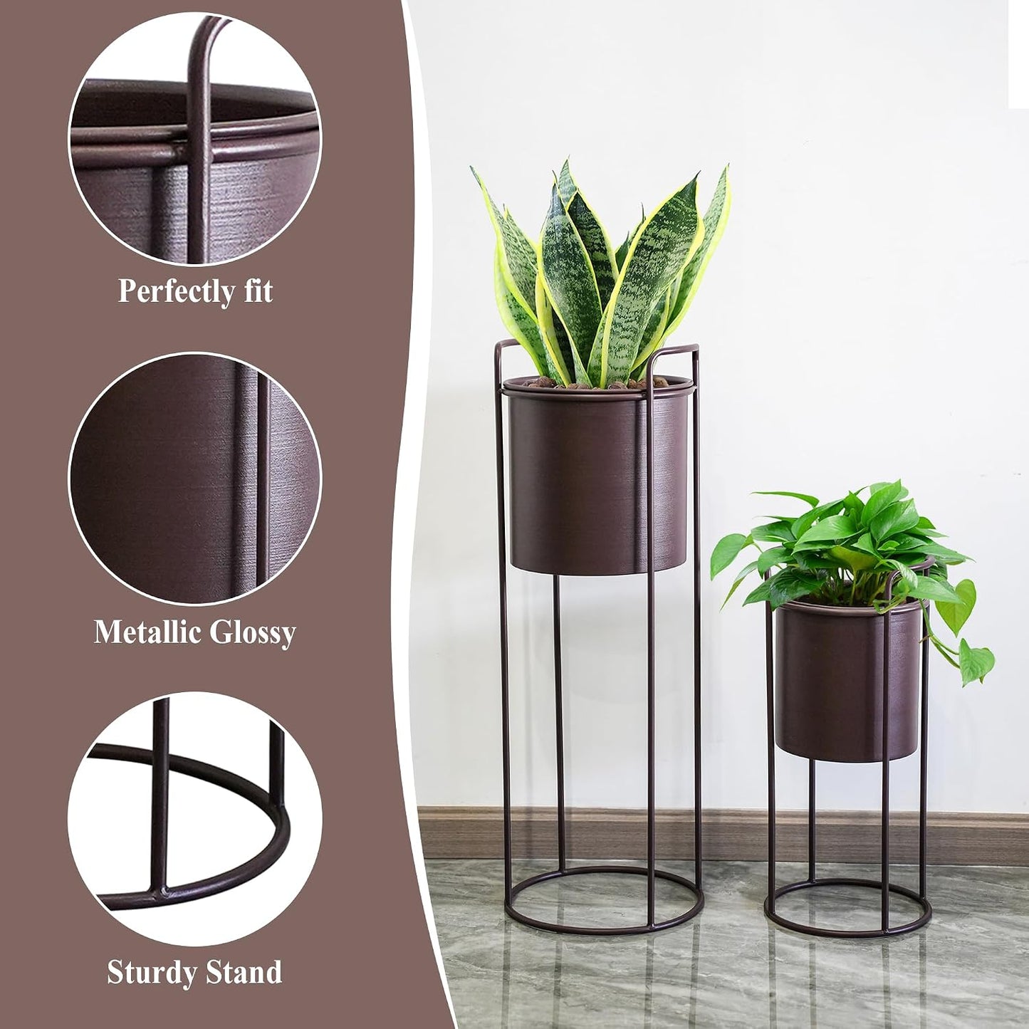 Set 2 Macetas Metal para Plantas Interiores 28x18pulg