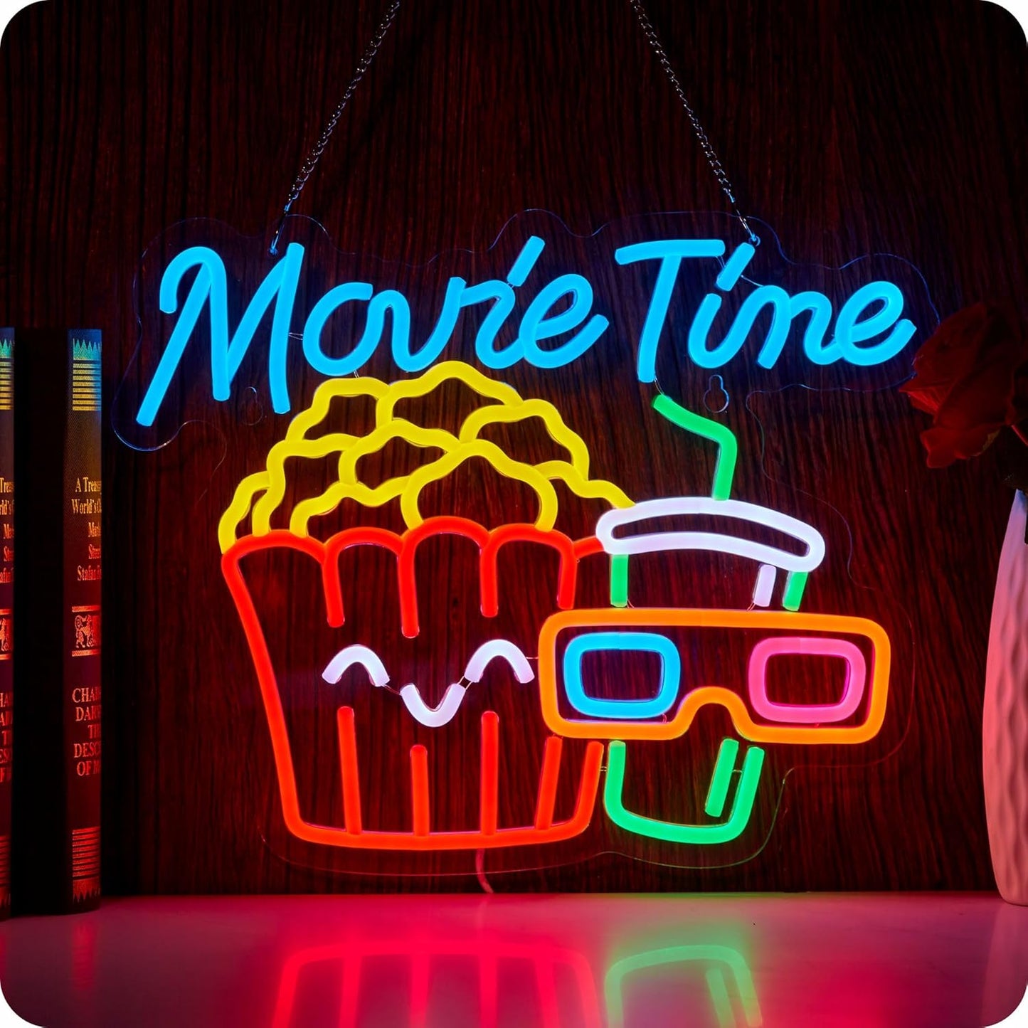 Letrero neón led para sala cine palomitas usb decoración pared