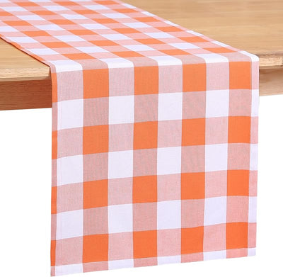 Camino mesa vintage 14x48pulg naranja y blanco