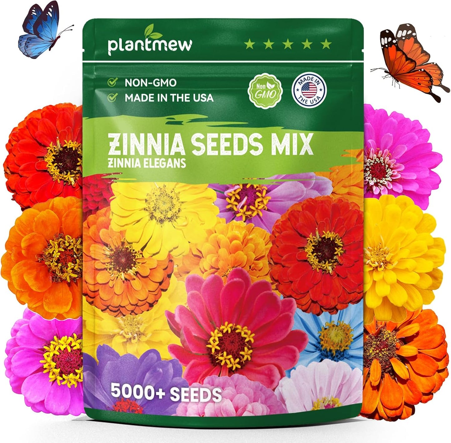 5000 semillas zinnia 2026 5 variedades flores grandes mix