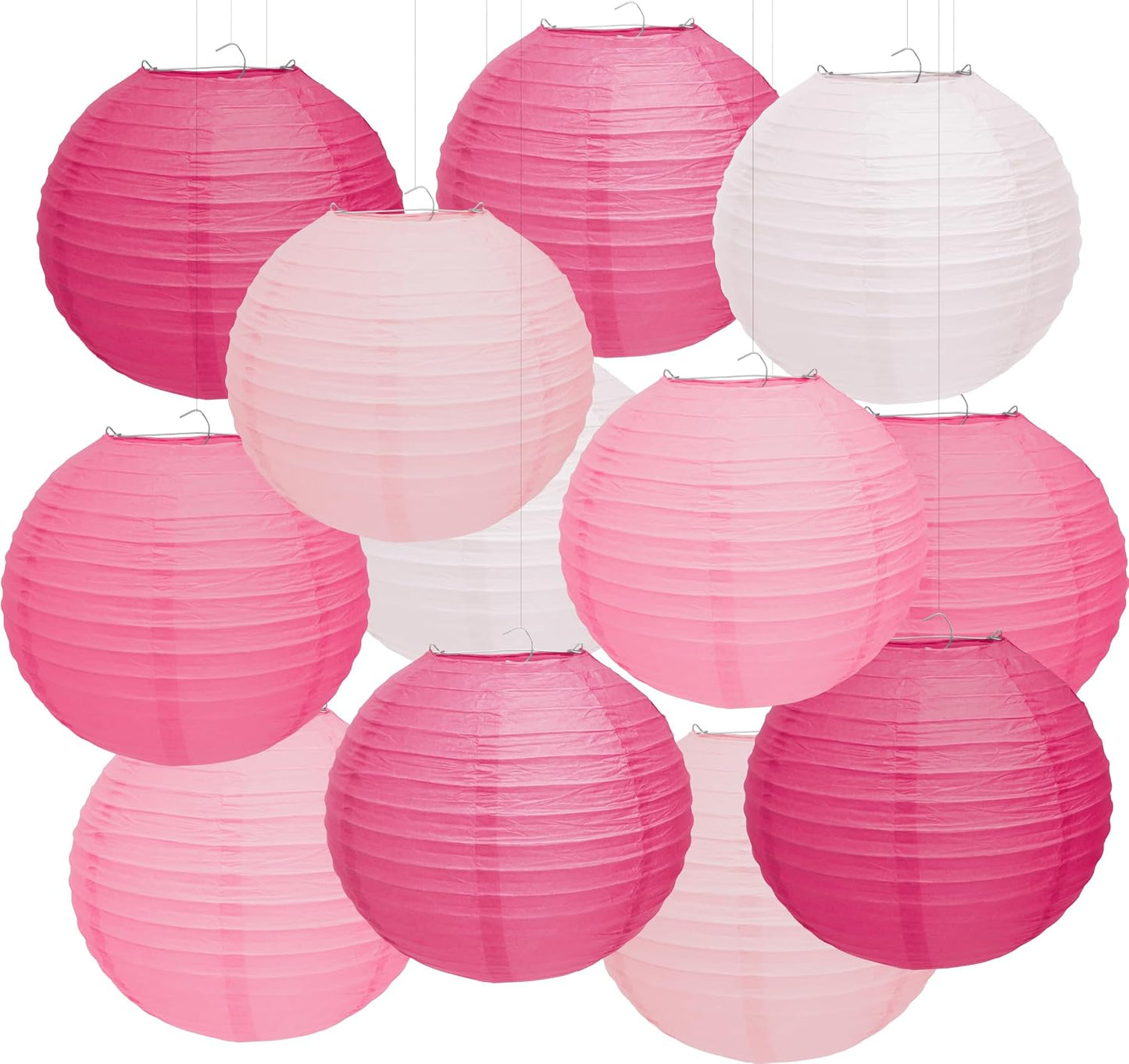 12 Linternas Papel Rosas 10pulg San Valentín Decoración Fiesta