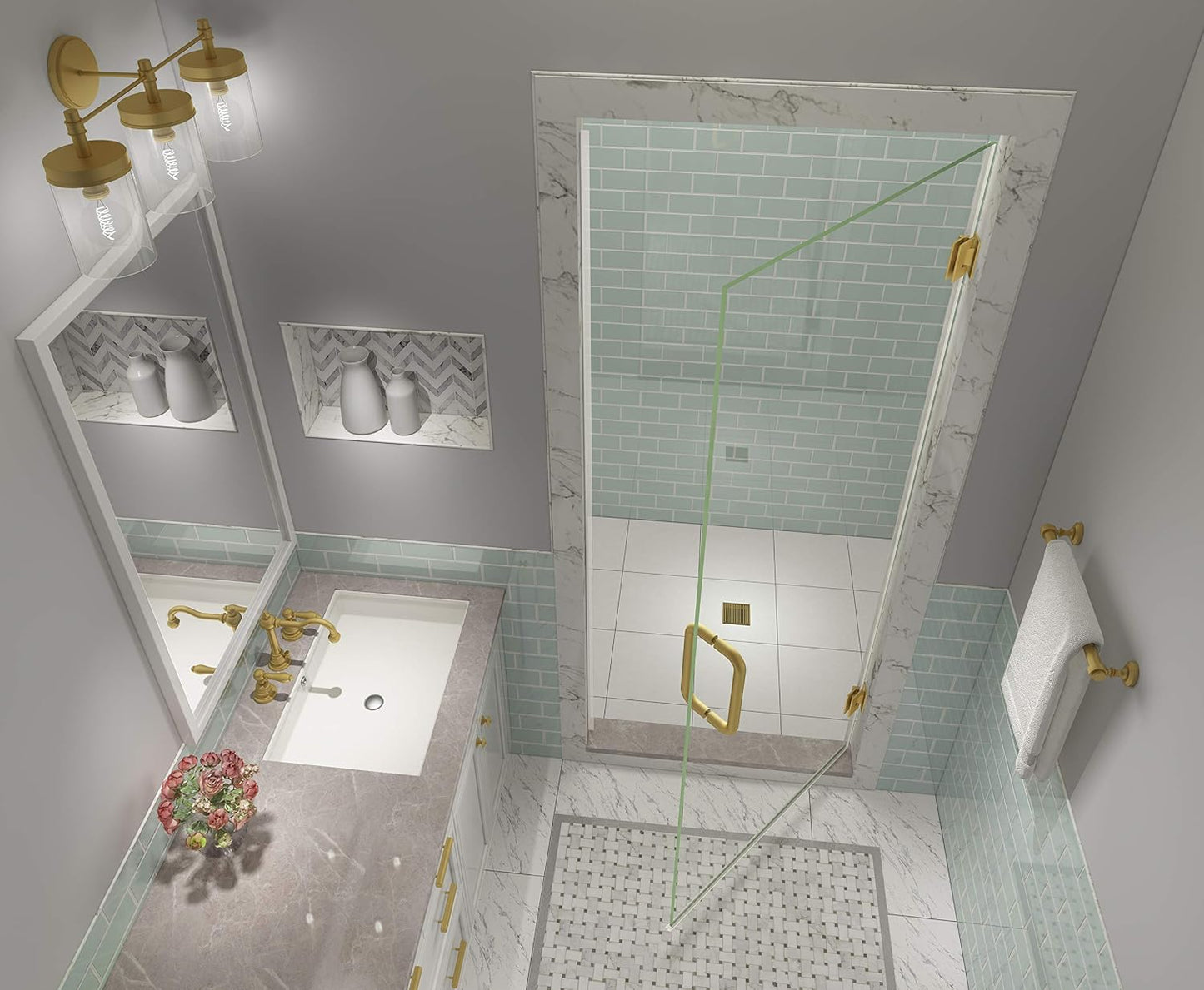 Puerta ducha oro cepillado Kinkade XL