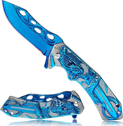 Navaja plegable 3D DRAGÓN con clip para hombres EDC