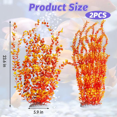 Plantas plásticas acuario decoración 23.6pulg 2uds