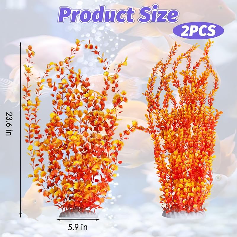 Plantas plásticas acuario decoración 23.6pulg 2uds