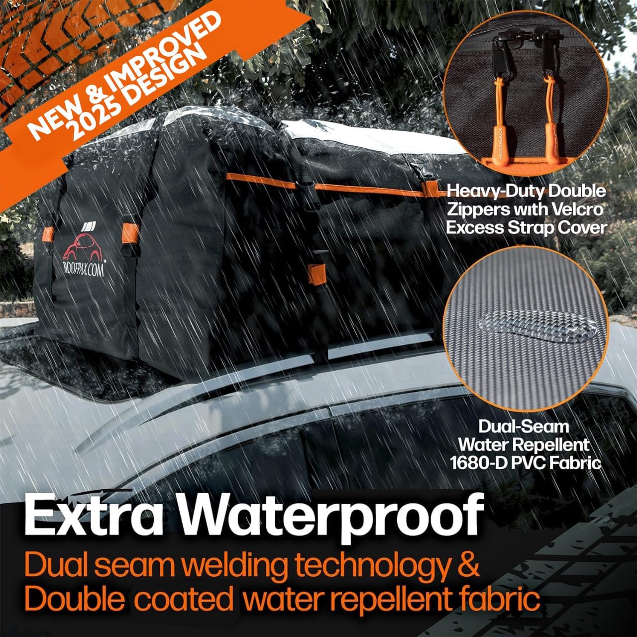 Bolsa carga techo 23ft³ impermeable 10 correas sujeción