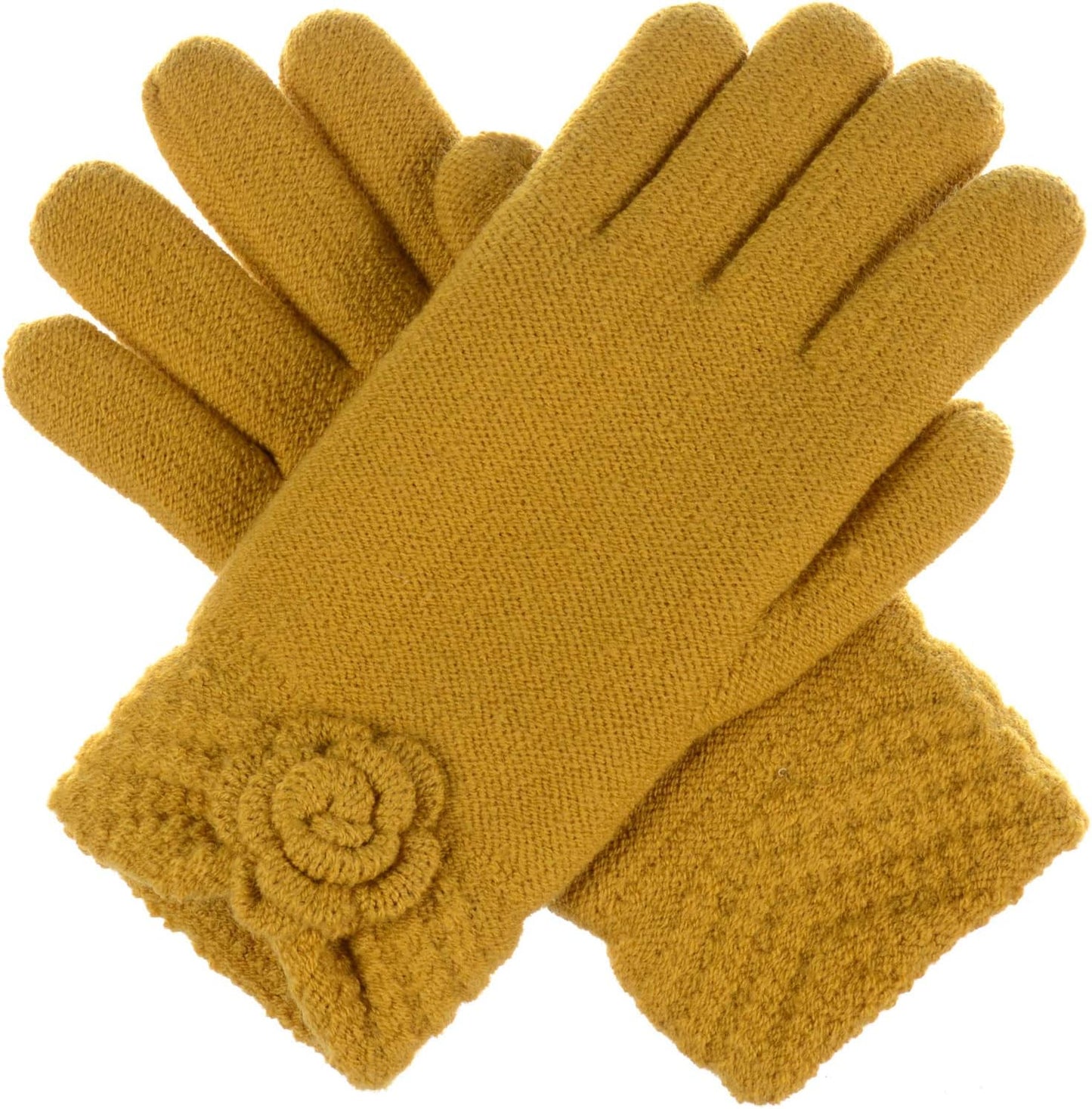 Guantes invierno mujer puños florales forro polar