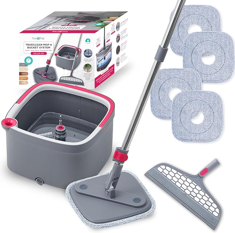 Sistema trapeador giratorio con cubo y 4 almohadillas