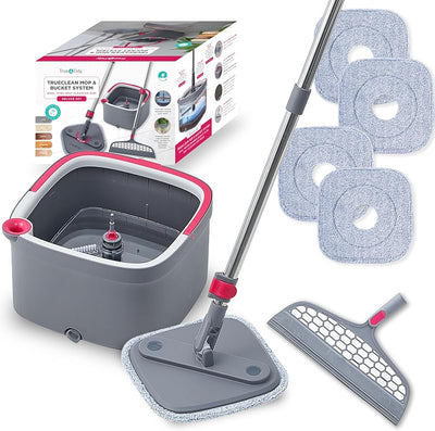 Sistema trapeador giratorio con cubo y 4 almohadillas