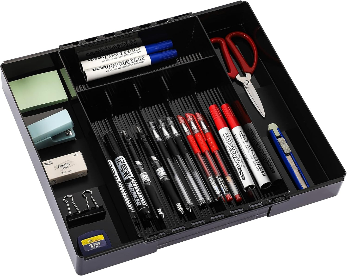 Organiz. cubiertos cajón cocina expandible ajustable negro