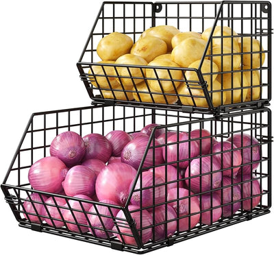Cesta alambre apilable 2 niveles encimera cocina
