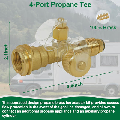 Kit propano autocaravana adaptador T 4 puertos inox 5x12pies
