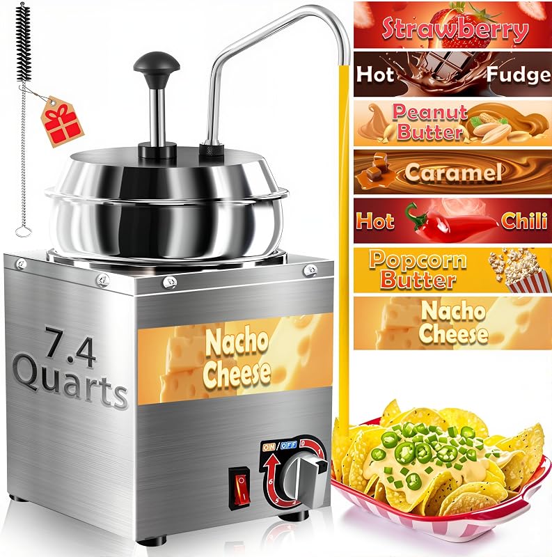 Dispensador queso nacho 7.4qt bomba acero inox con ajuste