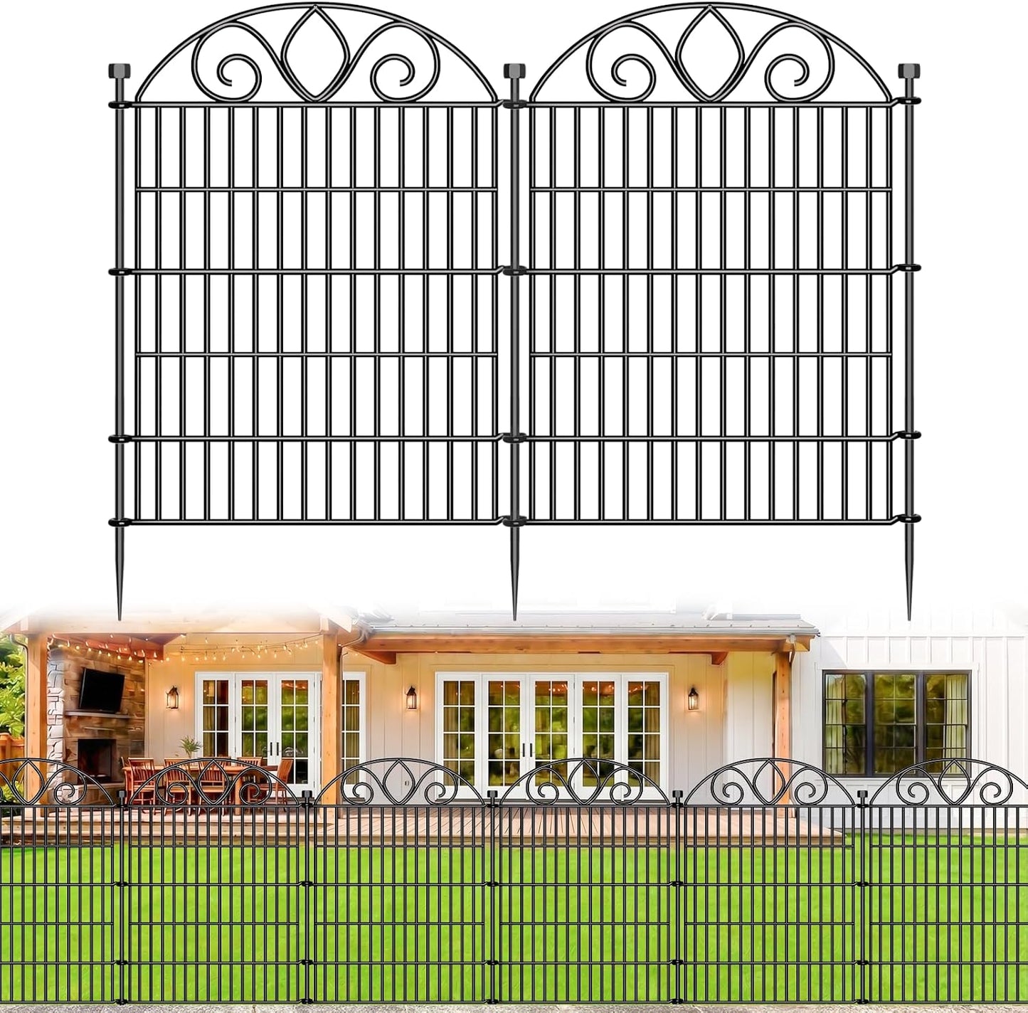 Valla jardín 34" x 11ft metal resistente óxido 5 paneles