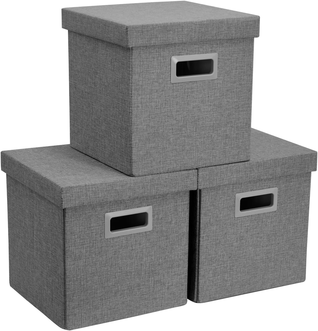 Cesta almacenamiento 3 cubos tela plegables 11" gris
