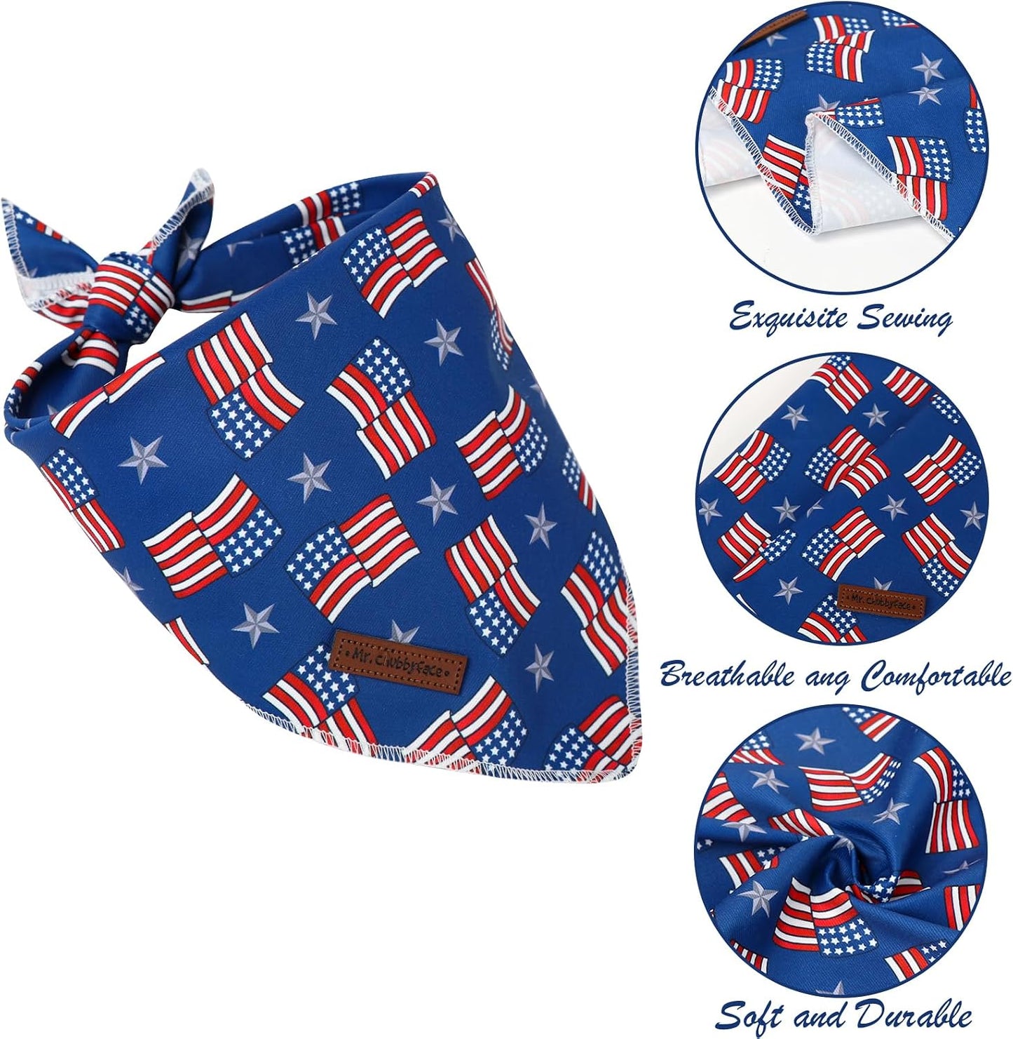 Bandana perro algodón 4 de Julio ajustable triángulo