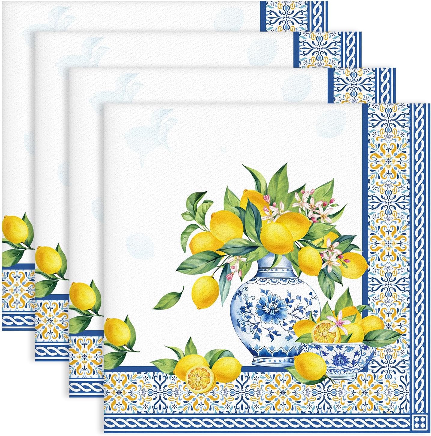 Set 4 Servilletas Algodón Lavable 18x18pulg Limón