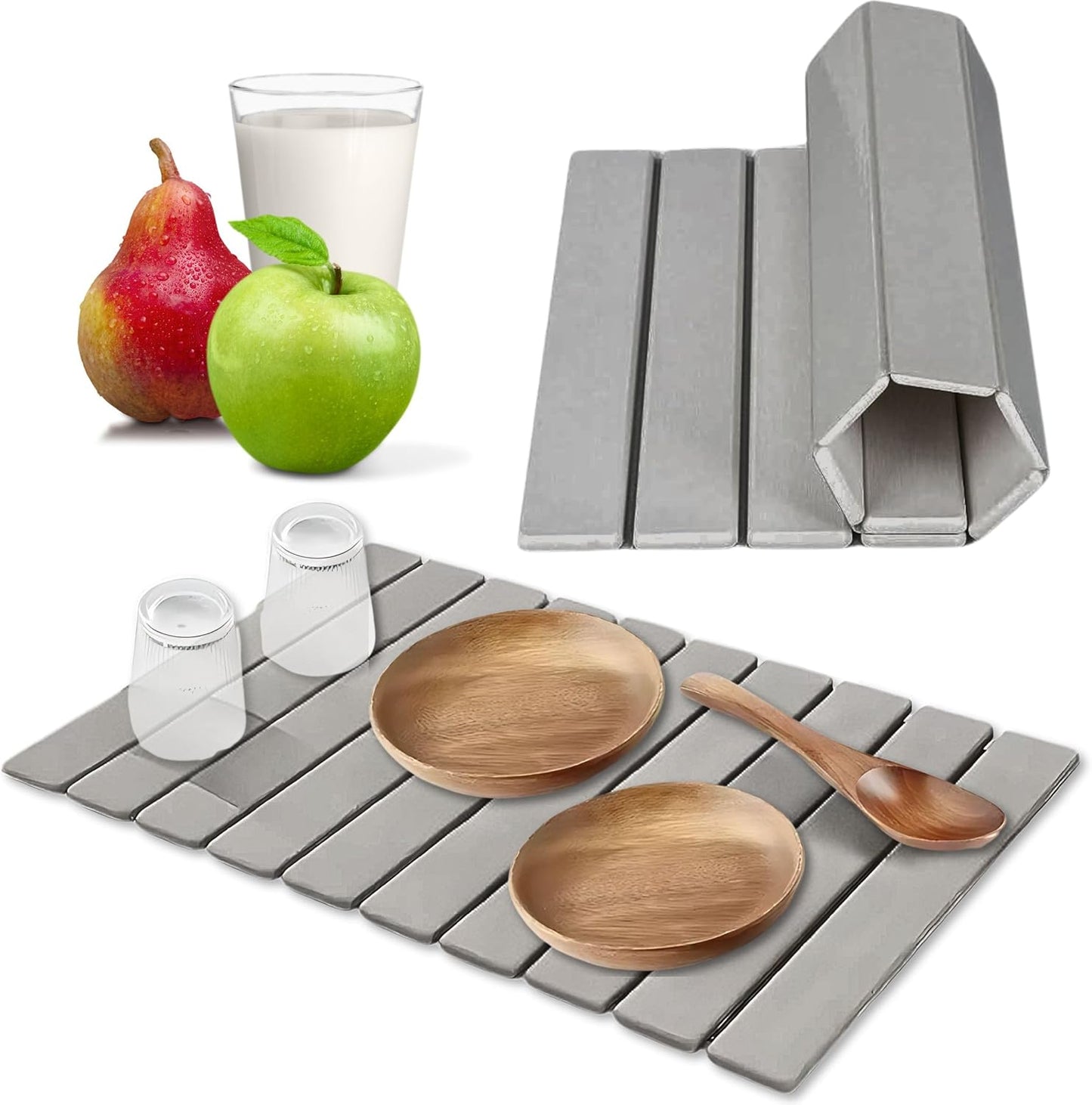 Tapete piedra plegable gris 23x15pulg secado rápido cocina