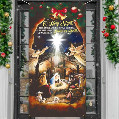 Banner religioso navideño para puerta de porche