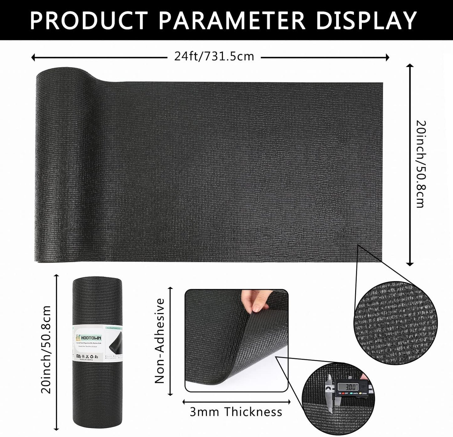 Forro antiderrap espuma 20x24" negro caja herramientas