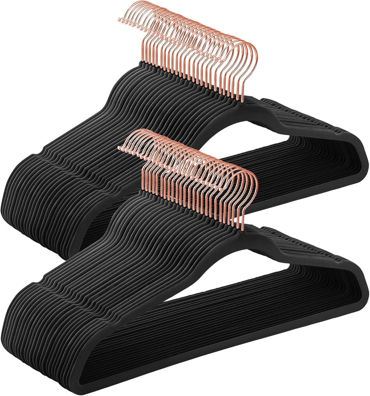 Perchas terciopelo antiderrap ganchos oro rosa 50 pzas