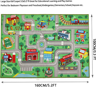 Alfombra mapa ciudad dormitorio sala set 5.2x3.3ft