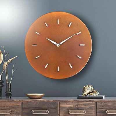 Reloj pared 12pulg diseño oxidado cobre rústico sin tictac