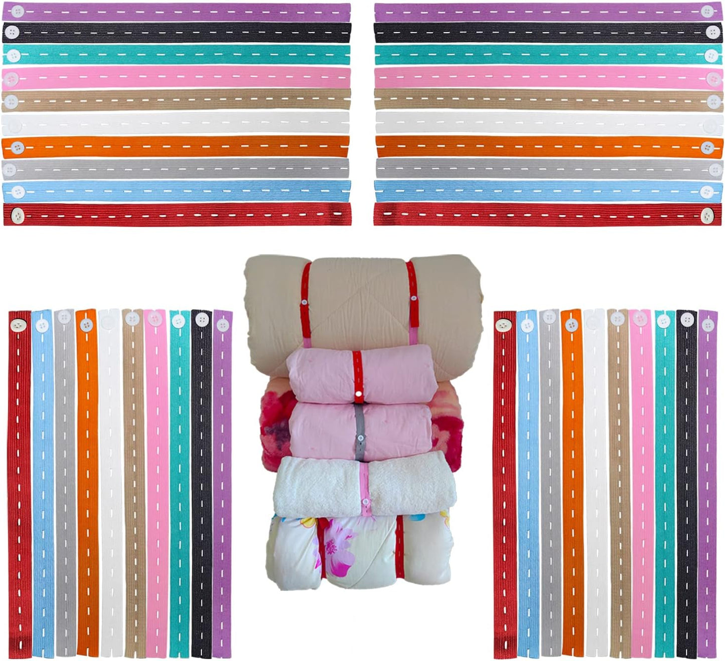 100 Bandas Elásticas con Botones para Cajones y Viaje