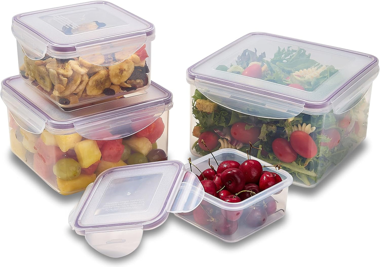 4 Pzas Recipientes Almacenamiento Alimentos Plástico Sin BPA