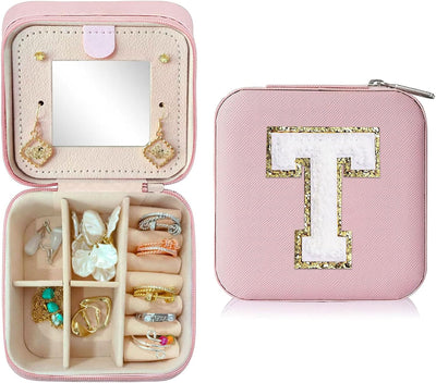 Caja organizadora joyas viaje con espejo inicial T