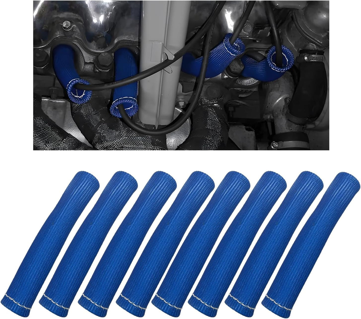 8 Botas Alambre Bujía Aislante 6pulg 1200° Azul