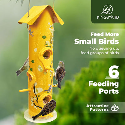 Comedero pájaros tubo 14" 6 puertos amarillo