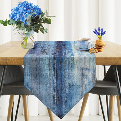 Camino mesa arpillera estilo granja azul gris 13x71pulg