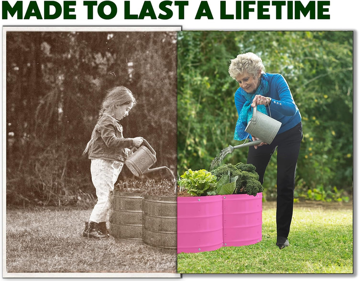 Camas jardín elevadas galvanizadas 3x3x1pie rosa