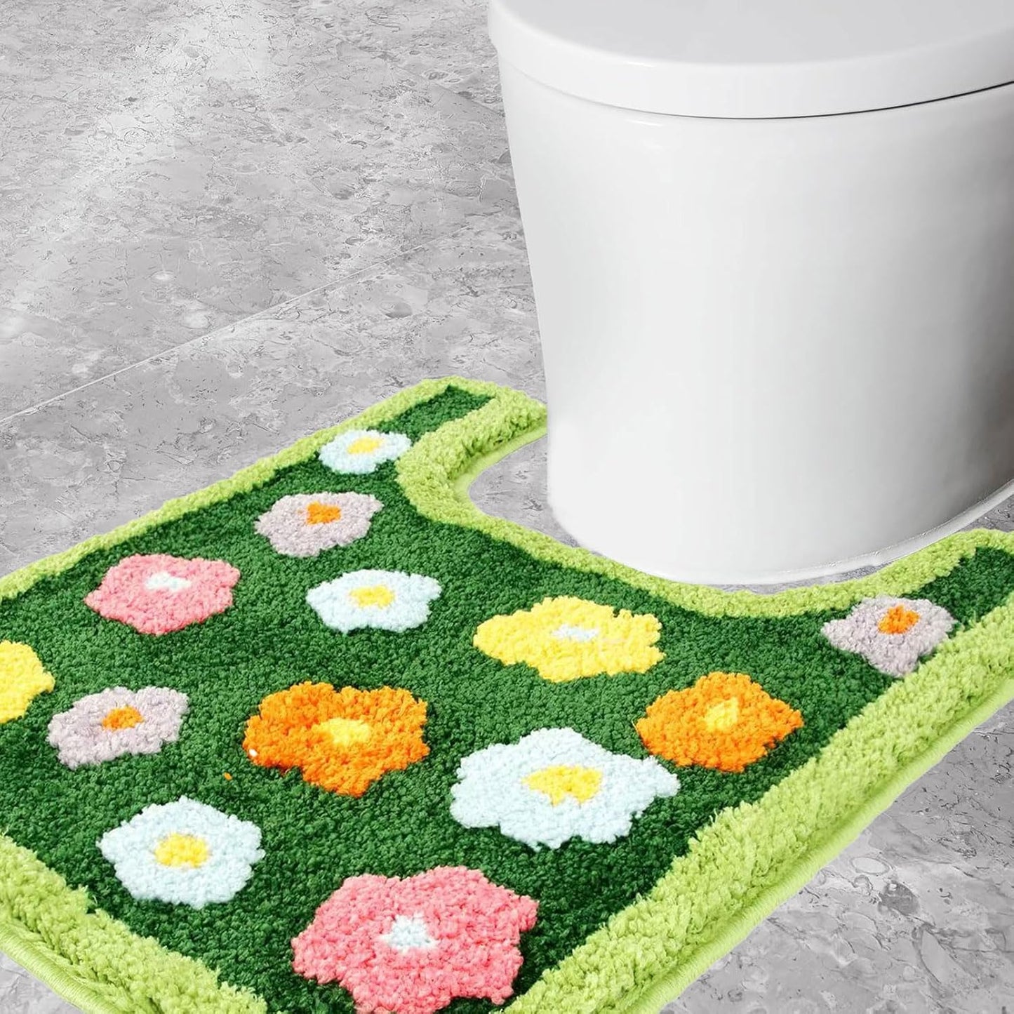 Tapete baño estético antiderrap forma U verde