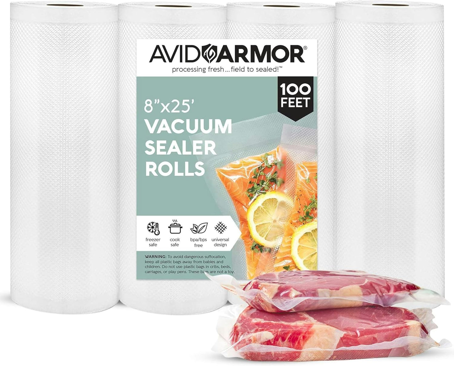 Bolsas selladoras al vacío 8x25 4 Pzas sin BPA