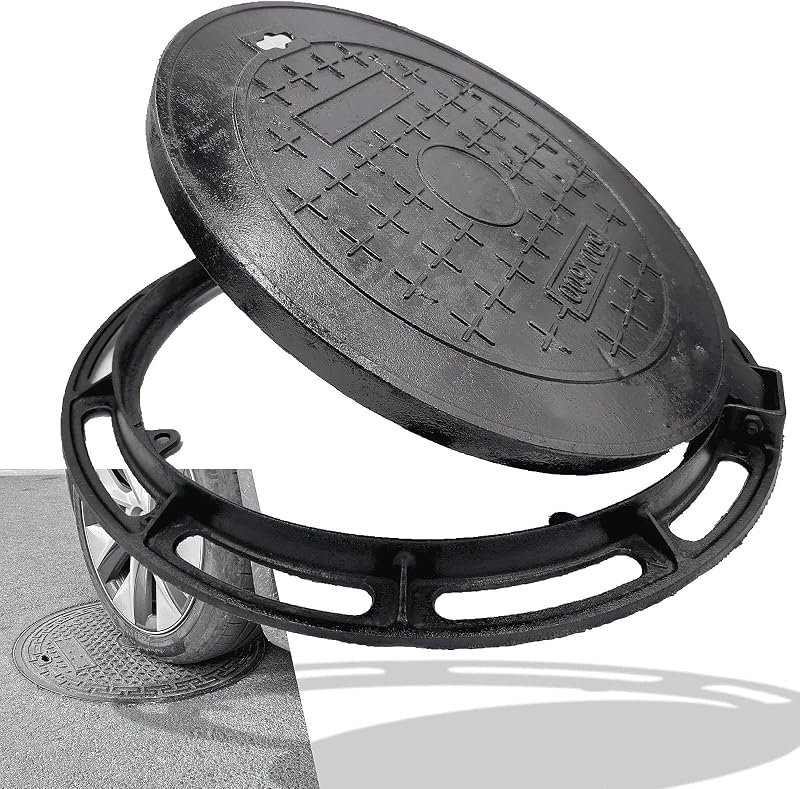 Tapa alcantarilla hierro fundido 16" base negro clase B